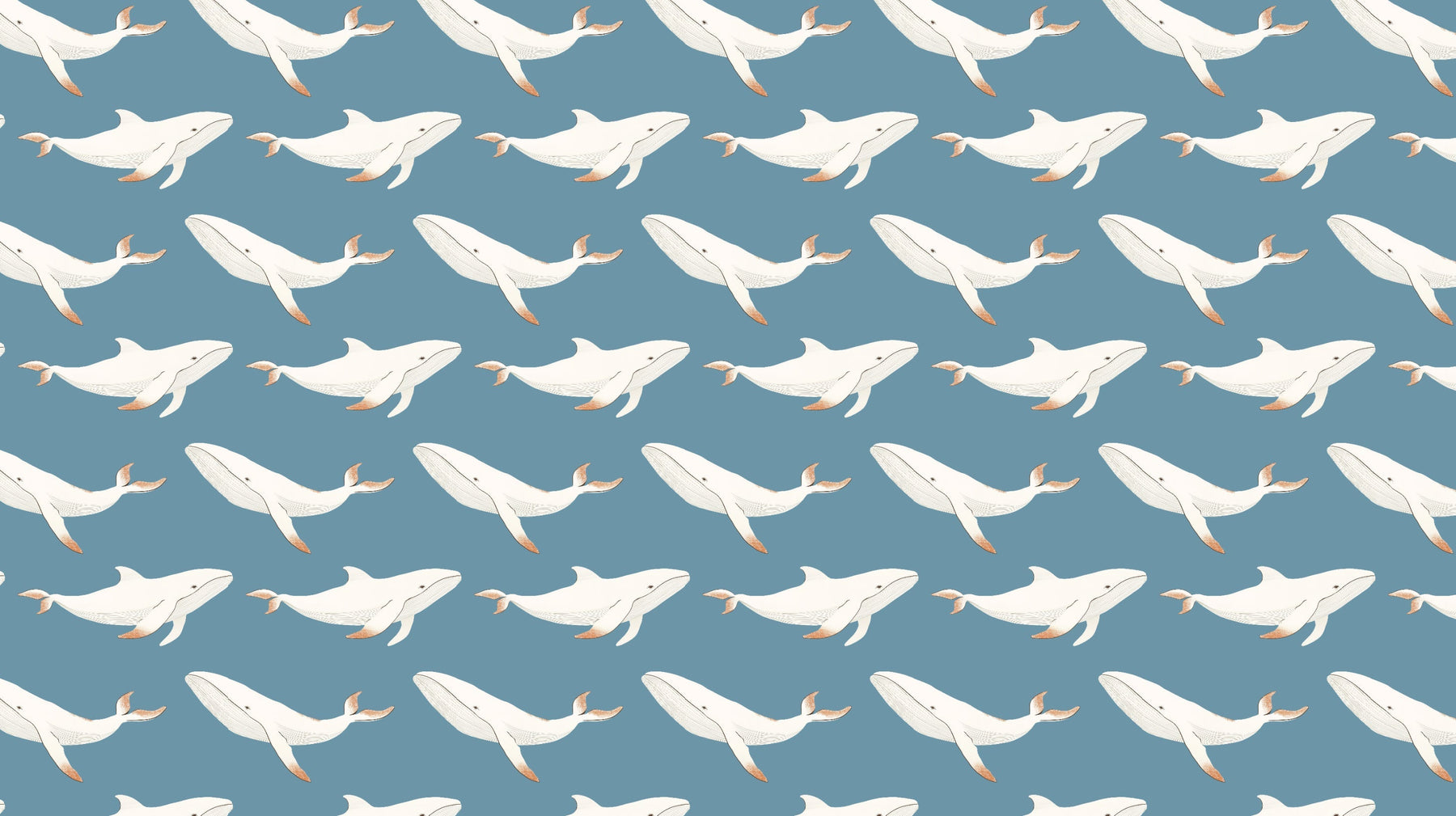 Detailed blue whale mural wallpaper design pattern showing graceful marine motifs by Kids-Mundo