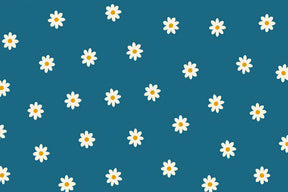 White daisies on blue background mural wallpaper design pattern detail by Kids-Mundo