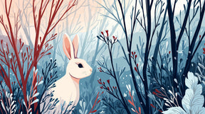 White rabbit enchanted forest mural wallpaper design pattern detail by Kids-Mundo