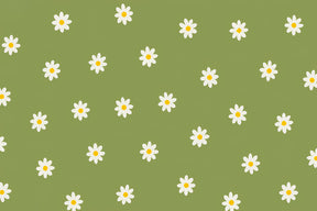 Detailed wildflower mural wallpaper design pattern with white daisies on green background by Kids-Mundo