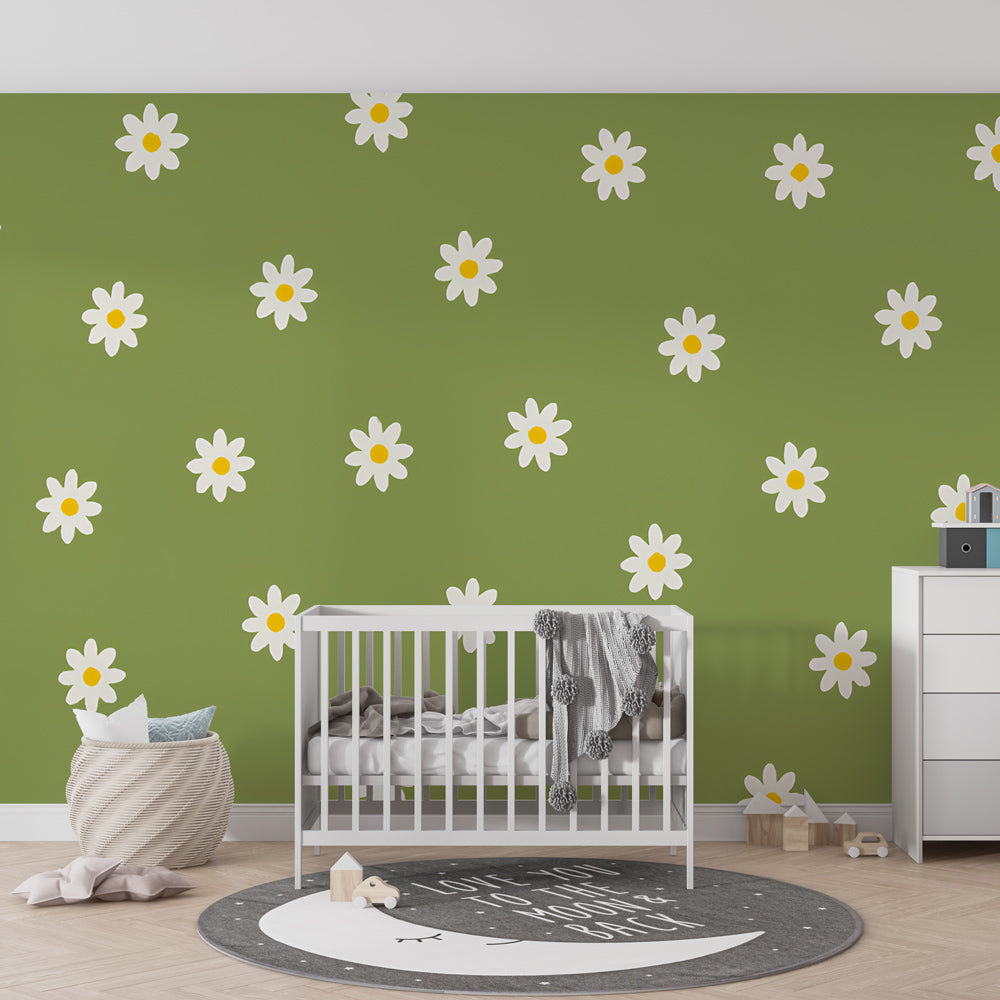 Nature-inspired wildflower mural wallpaper transforming kids playroom into garden sanctuary