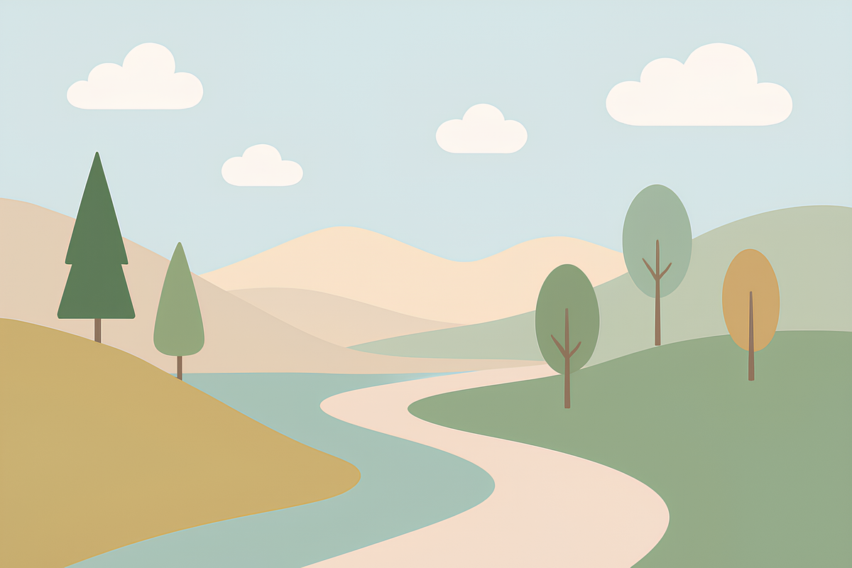 Minimalist Winding Path Landscape Wall Mural