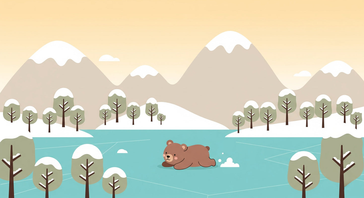 Detailed winter bear mural wallpaper design pattern with arctic landscape by Kids-Mundo