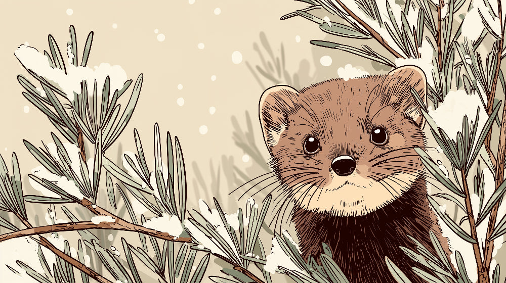 Detailed winter forest animal mural wallpaper design pattern with snowy branches by Kids-Mundo