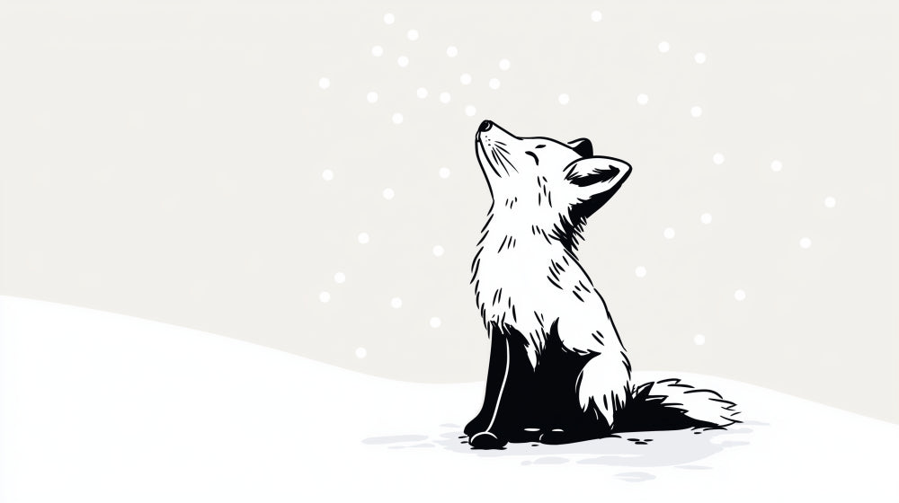 Detailed winter fox mural wallpaper design pattern with snowflakes by Kids-Mundo