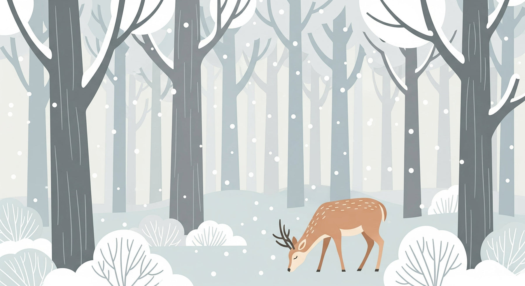 Detailed winter reindeer forest mural wallpaper design pattern by Kids-Mundo