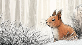 Detailed winter squirrel mural wallpaper design pattern showing forest animal artwork by Kids-Mundo