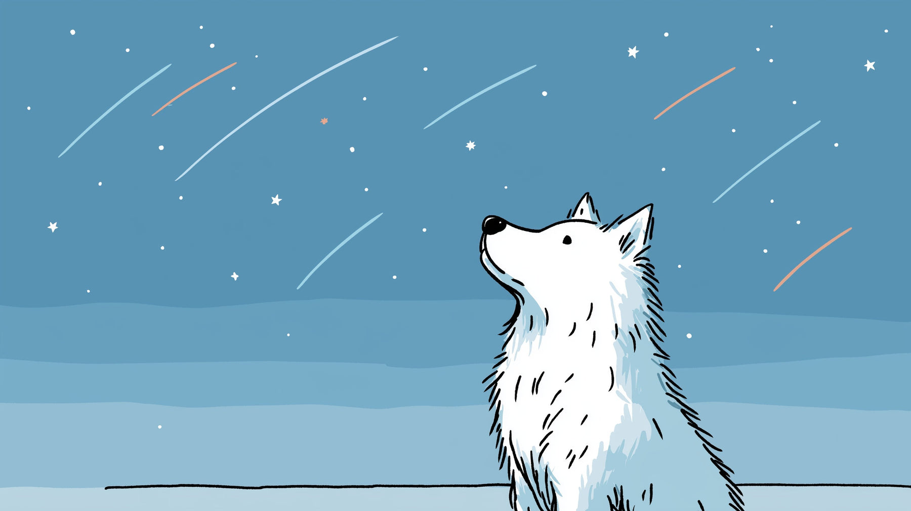 Detailed wolf stars mural wallpaper design pattern showing celestial night sky by Kids-Mundo