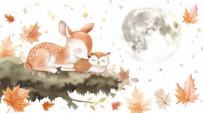 Detailed woodland animals mural wallpaper design pattern featuring moose and owl by Kids-Mundo