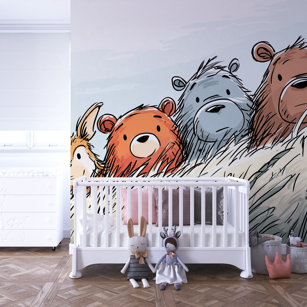 Forest animals wallpaper creating magical woodland atmosphere in children's bedroom