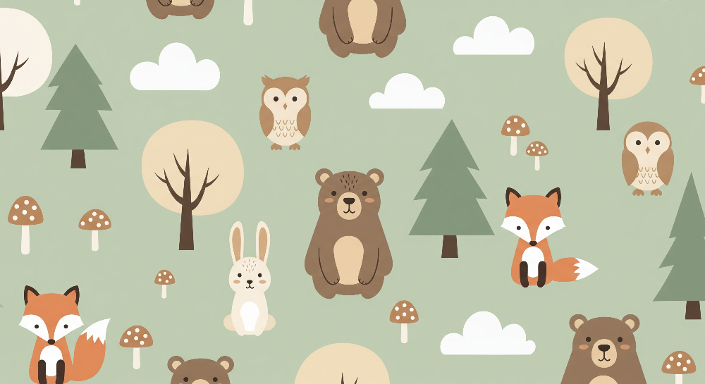 Woodland Friends Pattern Wall Mural