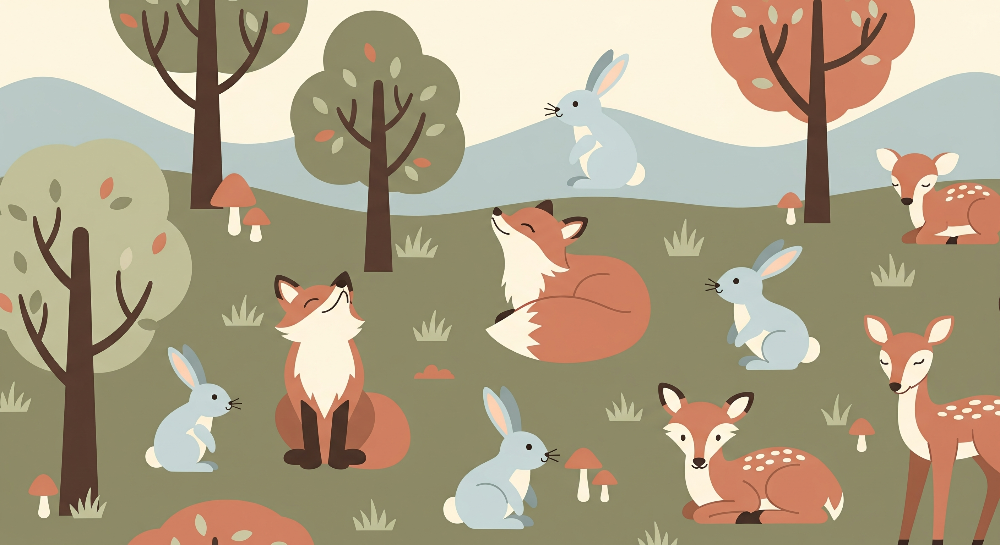 Woodland Animals Forest Wall Mural