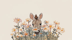 Detailed zebra among flowers mural wallpaper design pattern by Kids-Mundo