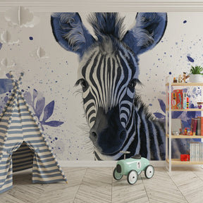 Safari zebra wallpaper transforming children's bedroom into wildlife adventure space