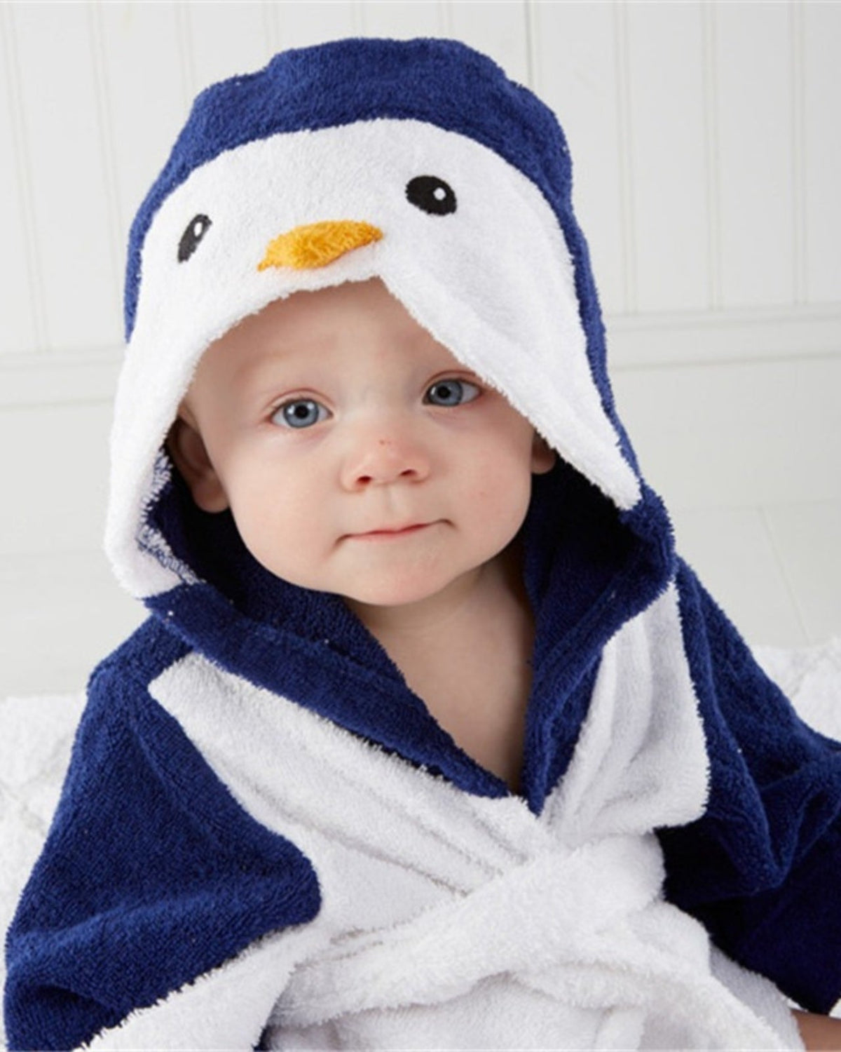 Navy Blue Baby Bathrobe | Soft Cotton Penguin Design