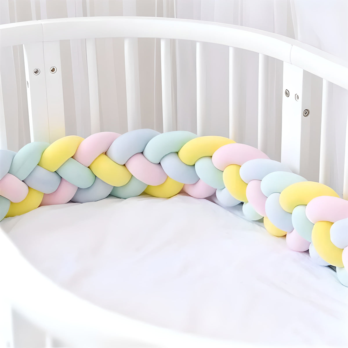 Braided Baby Bed Bumper | Soft Velvet Cotton Safety Barrier