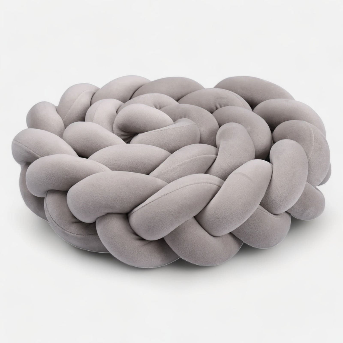 Gray Braided Bed Bumper | Soft Cotton Safety Barrier