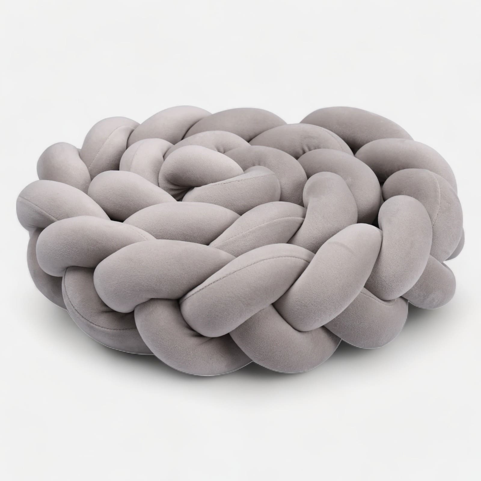 Gray Braided Bed Bumper | Soft Cotton Safety Barrier