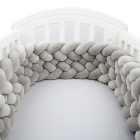 Gray Braided Bed Bumper | Soft Cotton Safety Barrier