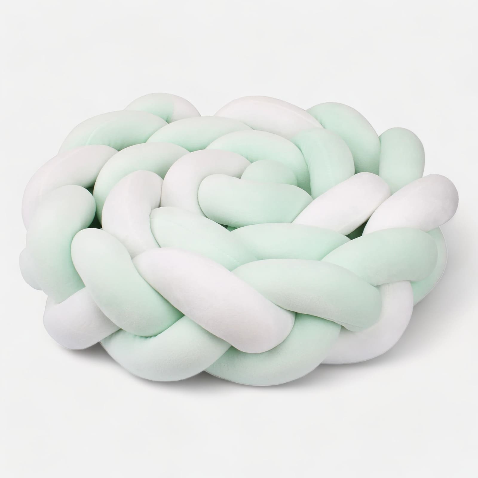 Mint Braided Bed Bumper | Soft Cotton for Safe Sleep