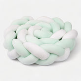Mint Braided Bed Bumper | Soft Cotton for Safe Sleep