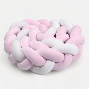 Braided Baby Bed Bumper | Soft Cotton Pink and White Design