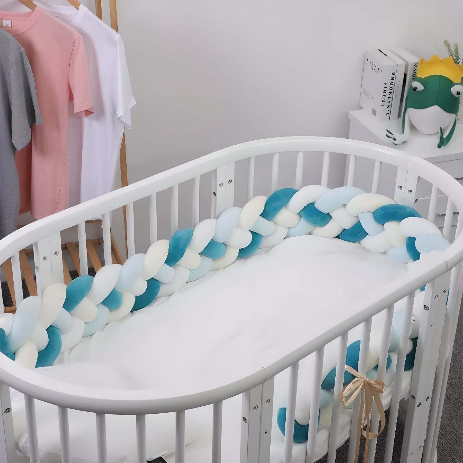 Braided Baby Bed Bumper | Soft Velvet Cotton Safety Barrier
