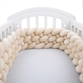 Beige Braided Baby Bed Bumper | Soft Cotton Safety and Style
