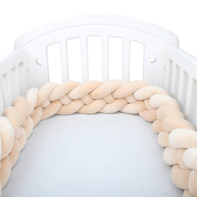 Beige Braided Baby Bed Bumper | Soft Cotton Safety and Style