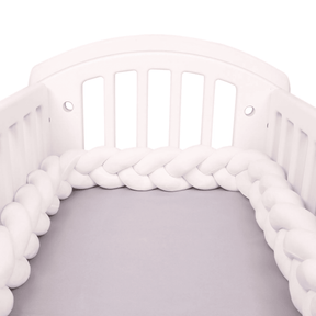 White Braided Bed Bumper | Soft Cotton Crib Safety Barrier