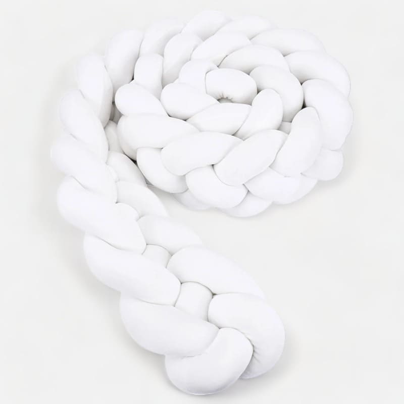 White Braided Bed Bumper | Soft Cotton Crib Safety Barrier