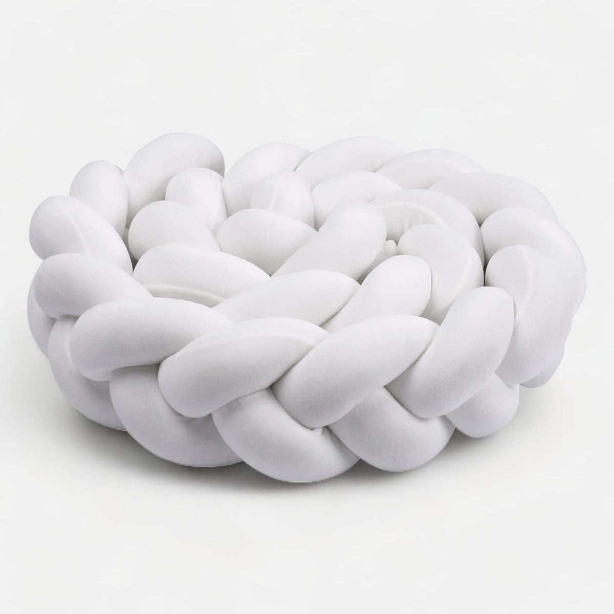 White Braided Bed Bumper | Soft Cotton Crib Safety Barrier