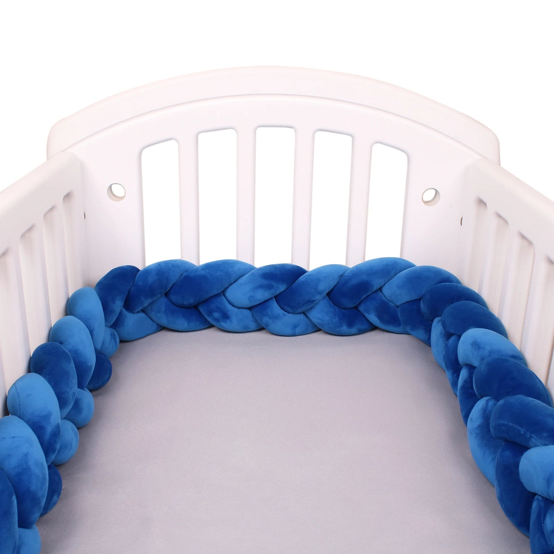 Blue Braided Baby Bumper | Soft Cotton Protection for Crib