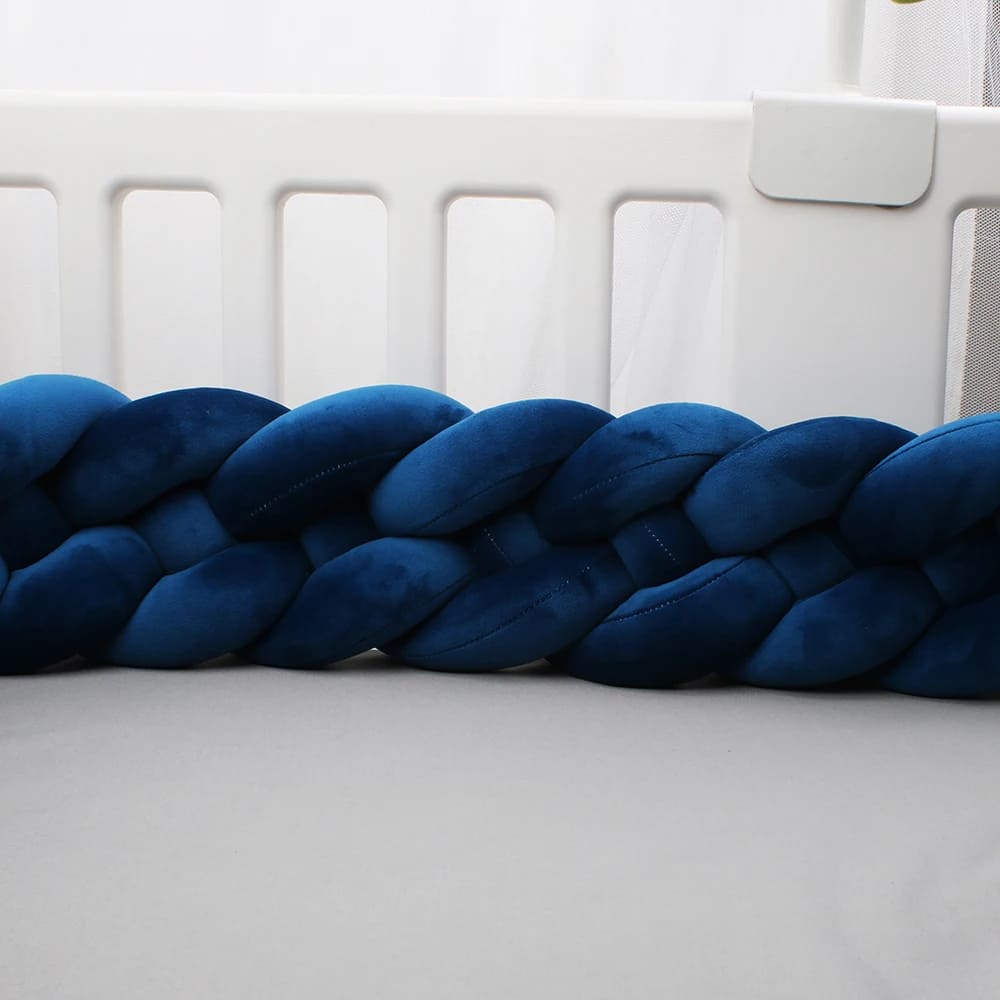 Blue Braided Baby Bumper | Soft Cotton Protection for Crib