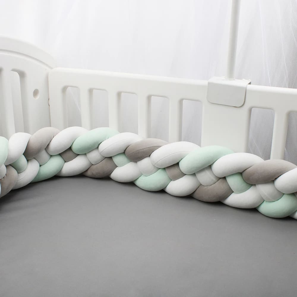 Braided Baby Bed Bumper | Soft Cotton Protective Barrier