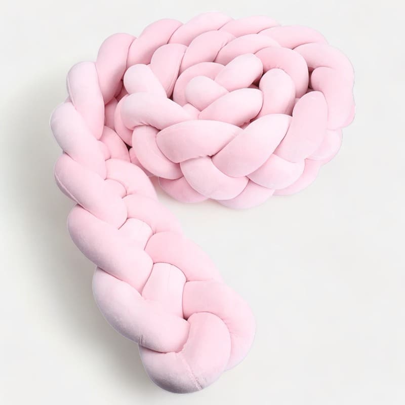 Pink Baby Bed Bumper | Soft Cotton Braided Protection