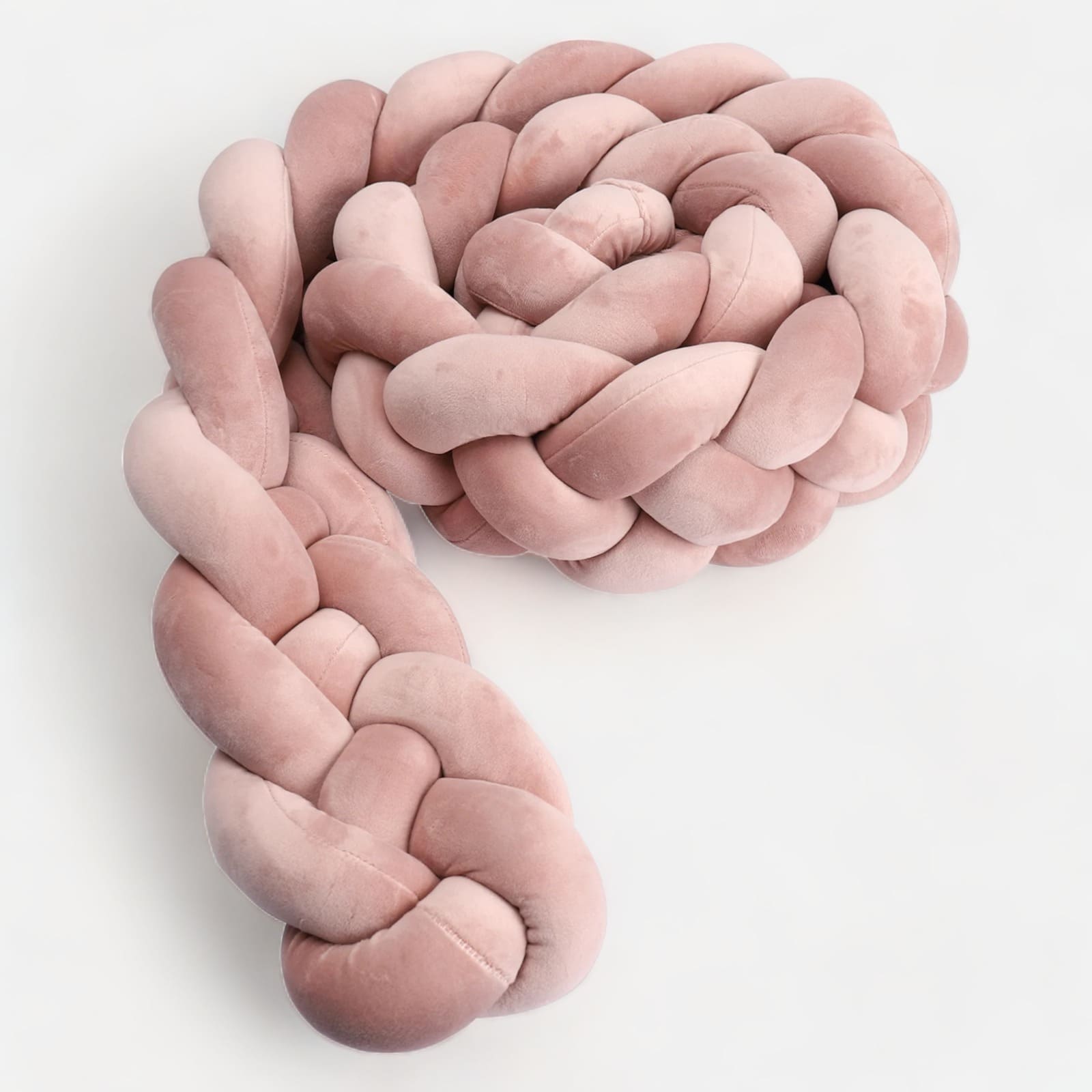 Pink Baby Bed Bumper | Soft Cotton Braided Protection